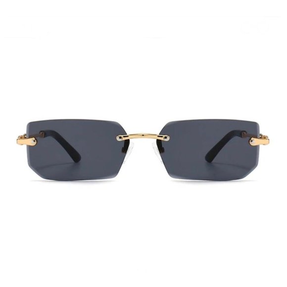 Rimless Sunglasses Rectangle Fashion Popular Women Men Shades Small Square Sun G - Picture 4 of 6